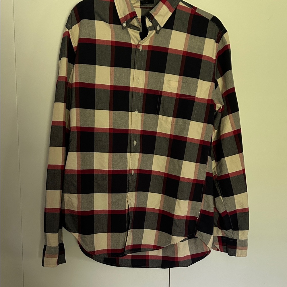 J. Crew Red and Black Plaid Casual Shirt